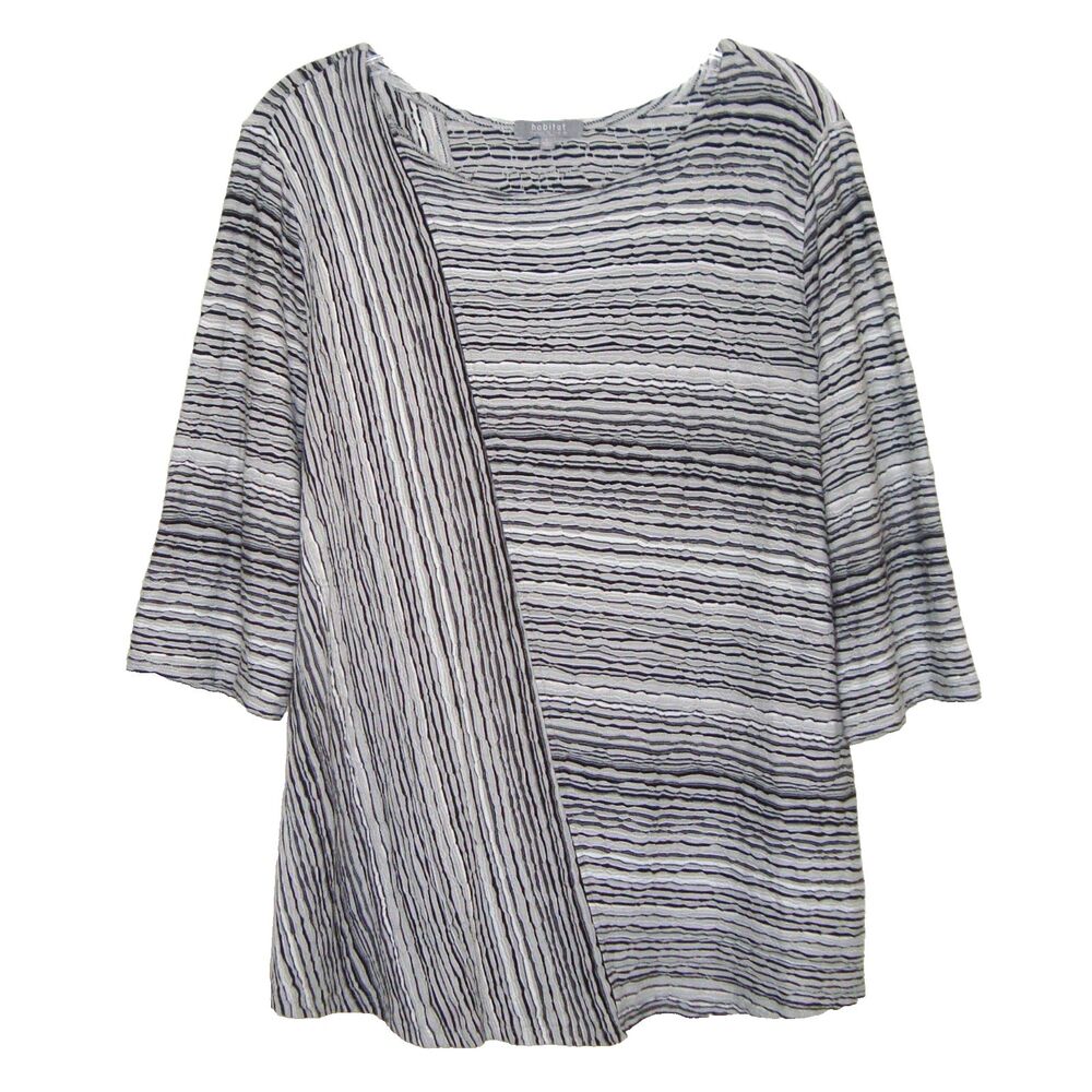 Habitat Textured Mixed Direction Stripe 3/4 Sleeve Popover Blouse Top